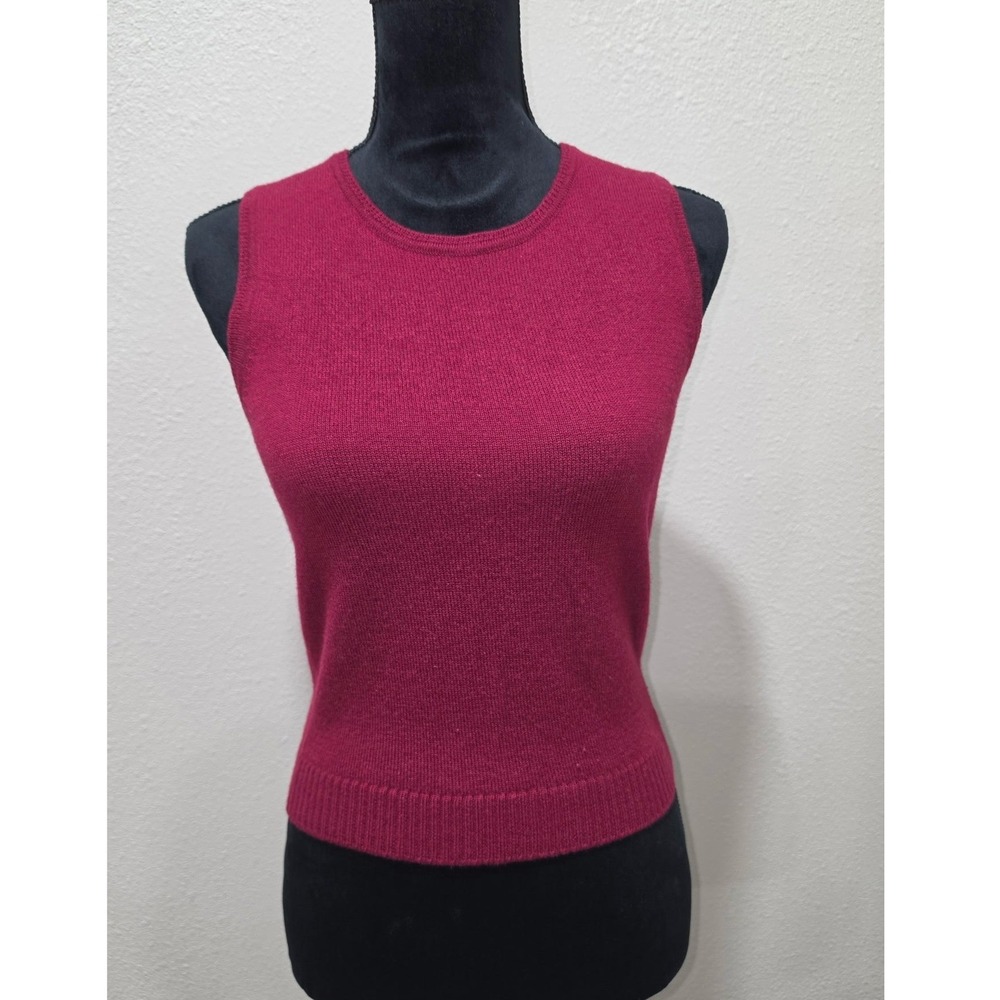 J.Crew Womens 100% Wool Sleeveless Sweater Shell Berry Red Crew Neck Small